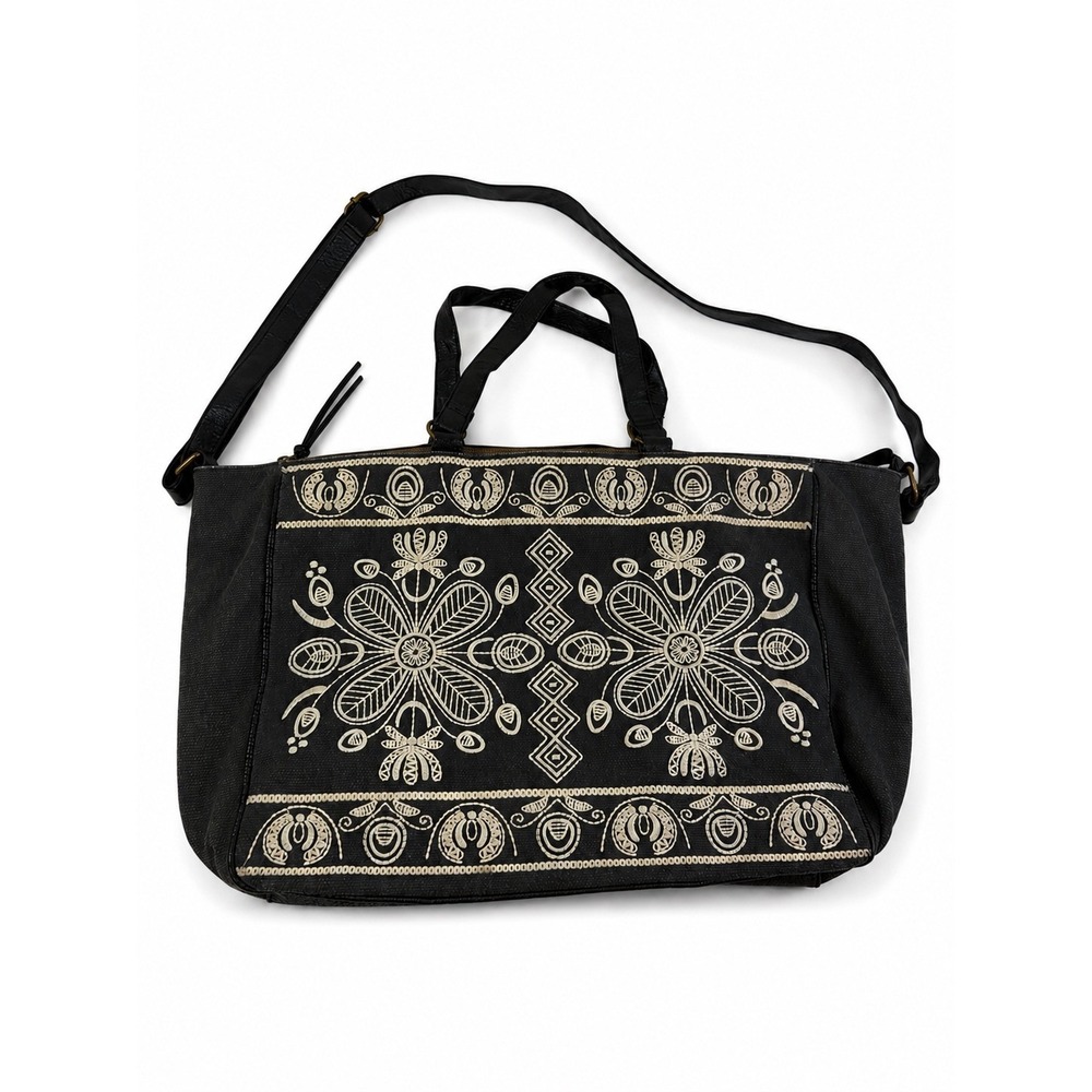 Mossimo Supply Co. Vintage Y2K Black Embroidered Boho Travel Large Weekender Bag